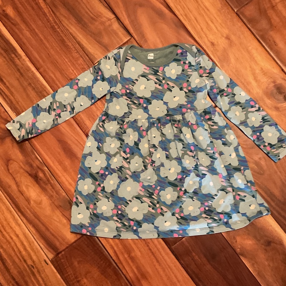 Tea Collection Blue and Pink Floral Kids Dress